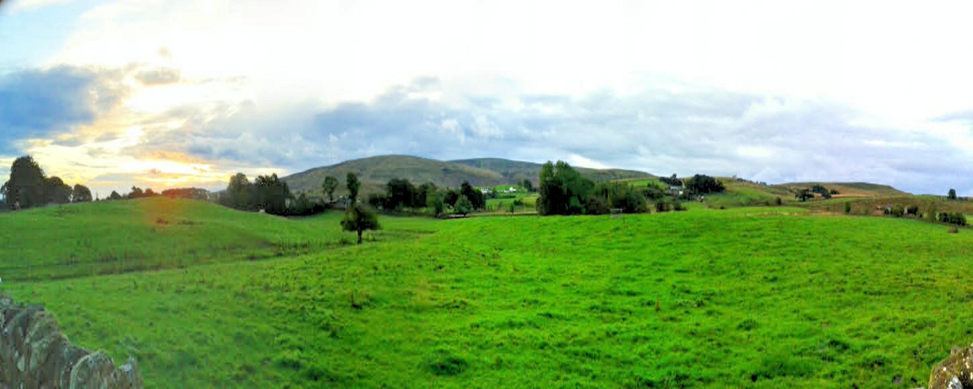 Panorama Looking to the fells from Talkin Road